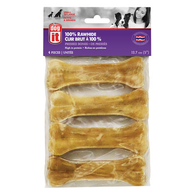 Dogit, 100% Rawhide Pressed Bones - 4 pk